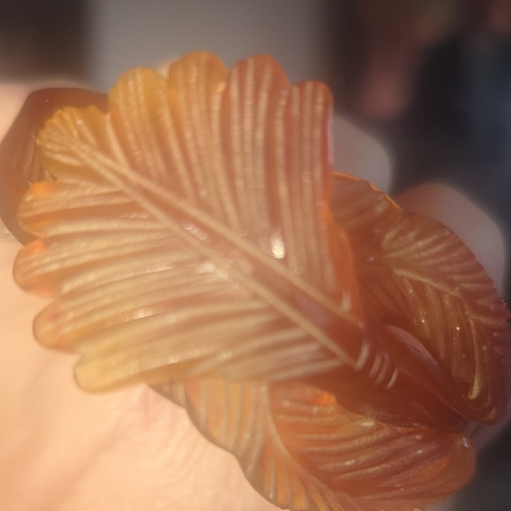RARE Hand-Carved Applesauce Catalin Leaf Bangle. 1930-1940